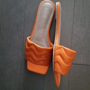 Raid Orange Square Toe Sandals